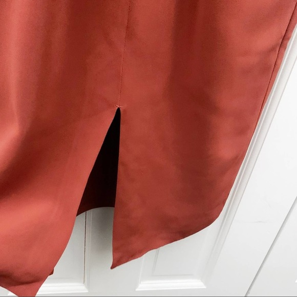 Reiss Gracie Pleat Detailed Midi Dress, Rust - Picture 5 of 11